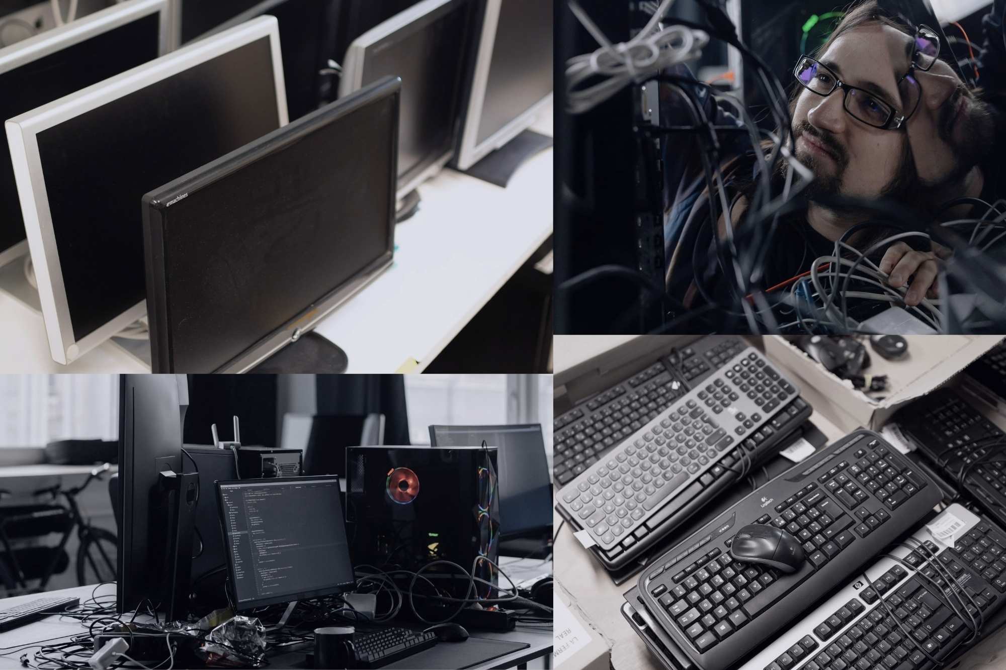 Fragmented IT environment with internal staff managing devices and cables without structured support